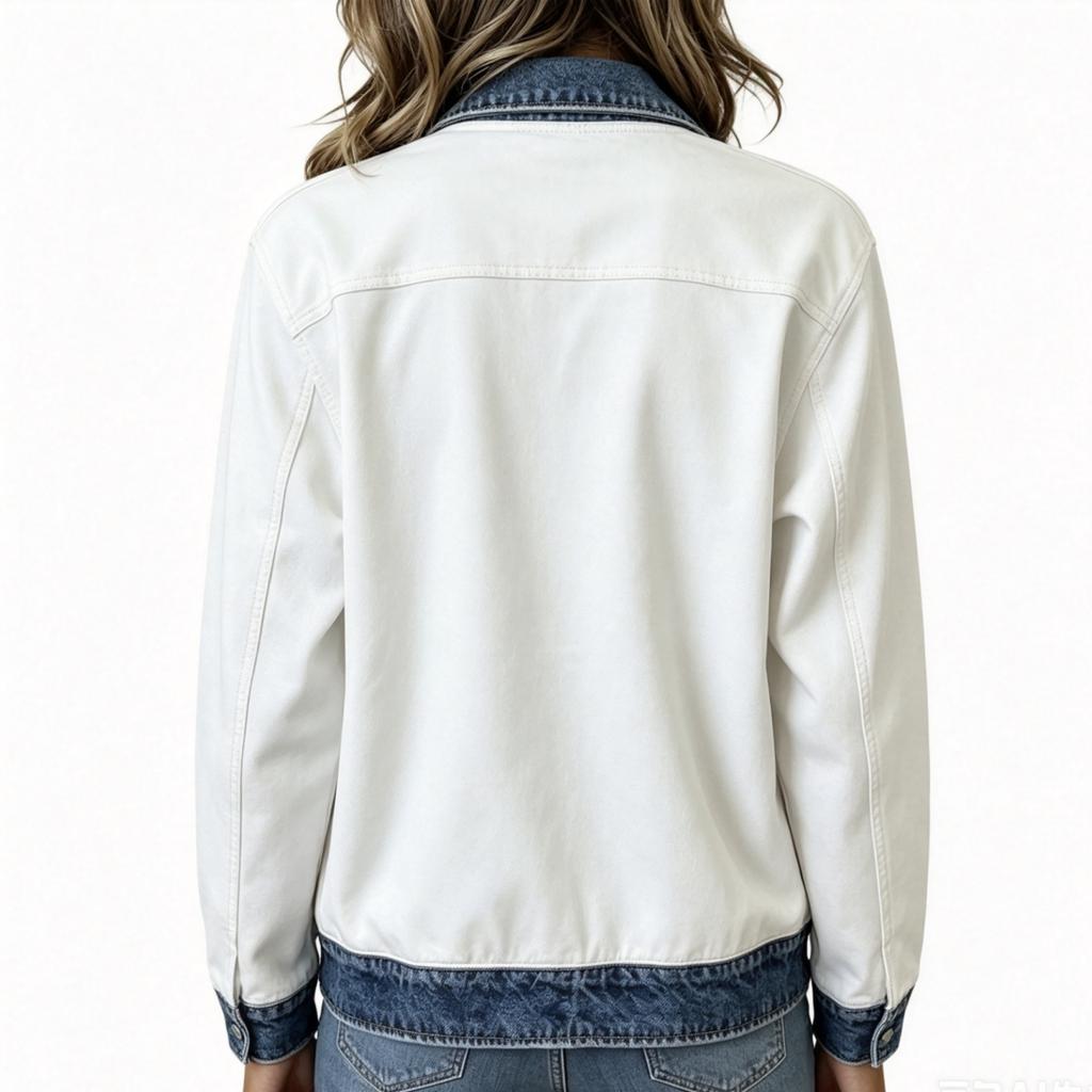 Women's Denim Jacket with Collar and Zipper Front for Casual Outings