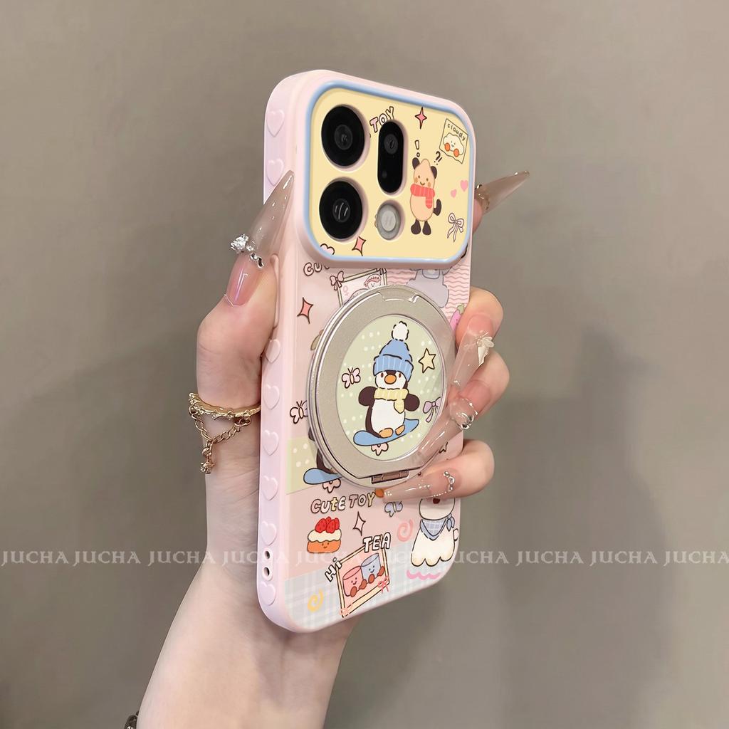 Applicable Oppofindx1pro Mobile Phone Case All-inclusive Lens with Bracket Cartoon Findx1 Cartoon Animal Party