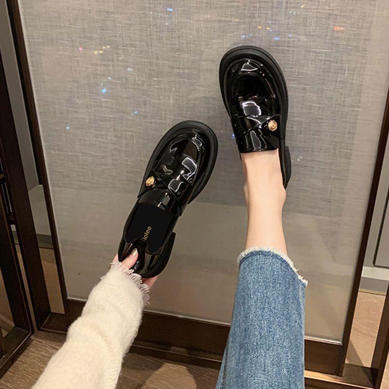 Small Gold Coins, Thick-soled Heels, New Retro Single Shoes, Small Leather Shoes, Thick Heels, Trendy