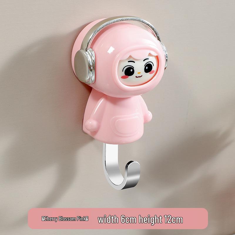 Stylowy Różowy Cartoonowy Haczyk Samoprzylepny Bez Dziurkowania do Przedpokoju