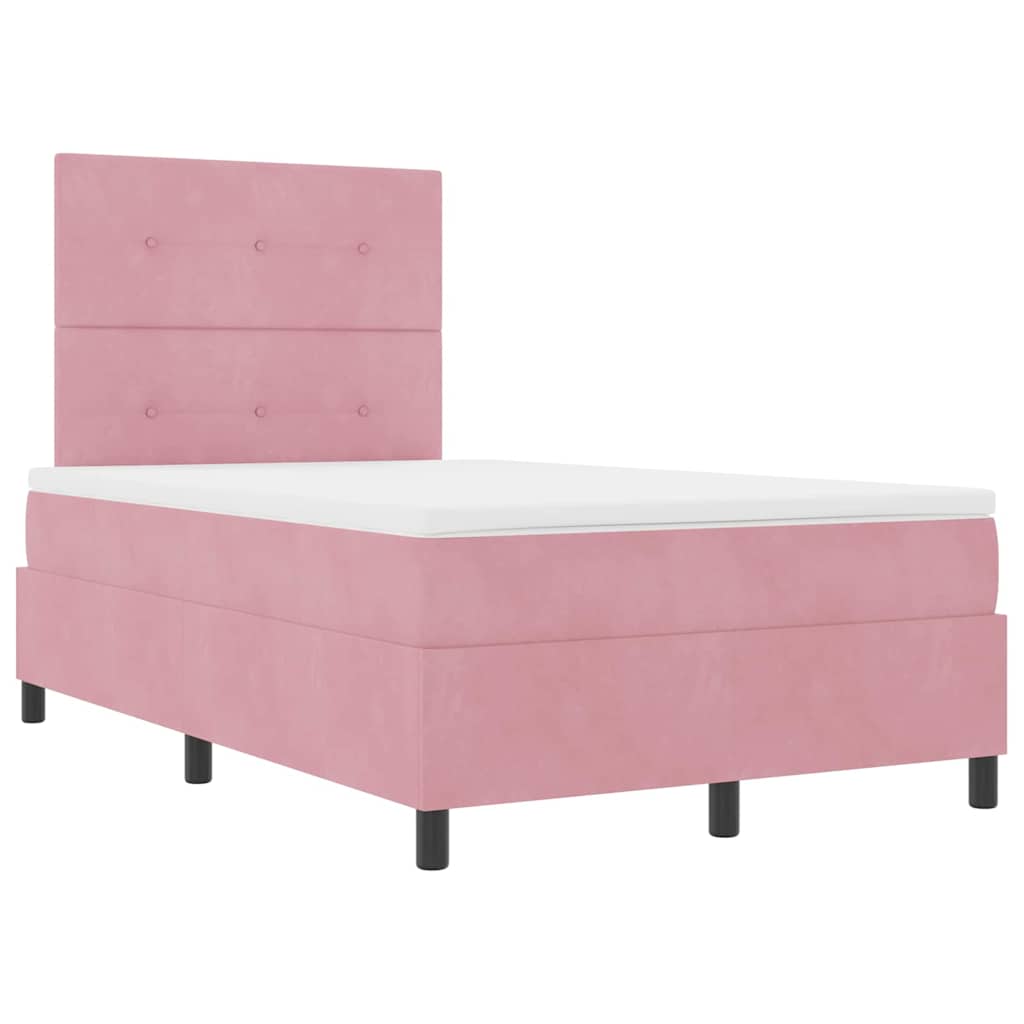 Box Spring Bed with Mattress and Headboard Pink 120 x 190 cm Velvet
