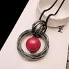 Ocean Red White Pearl Ball Pendant Long Necklace New Circles Simulated Women Black Chain Fashion Jewelry Wholesale Gift