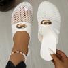 Mesh Breathable Baotou Semi-slippers Women's Spring and Summer New Round Head Metal Buckle Soft Bottom Flat Bottom Cool Mop