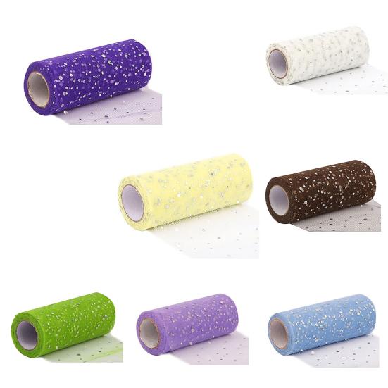 1 Roll Glitter Trimming Tulle Roll No Odor Net Yarn Wreath Decorations Sheer Ribbon for Indoor