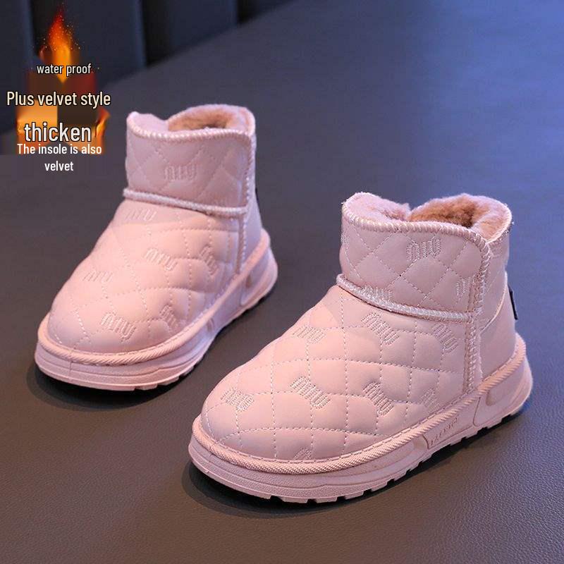 

Boys 2025 All-Season Waterproof Non-Slip Black Snow Boots with Velvet Lining Size 28 - 17.5cm