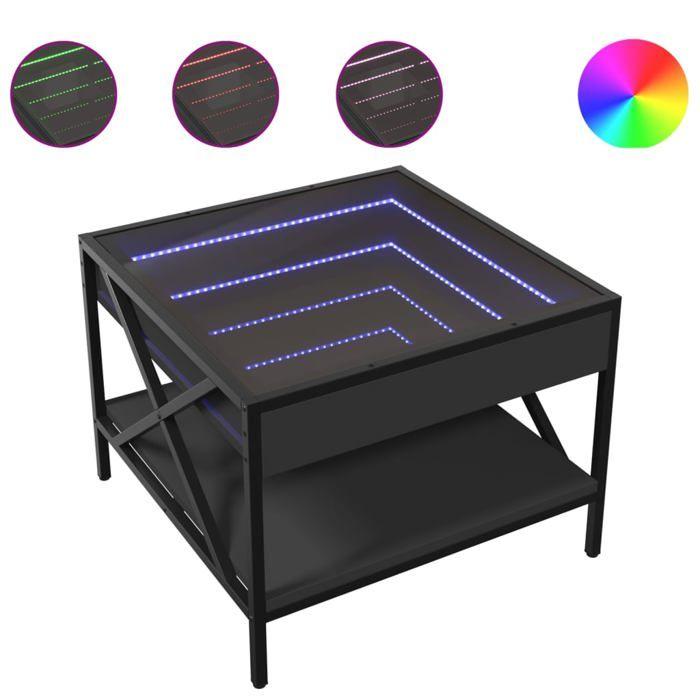 VidaXL Coffee Table with Infinity LED Black 50x50x38 Cm, Side Table, Living Room Table, Side Table, End Table, Table 847697