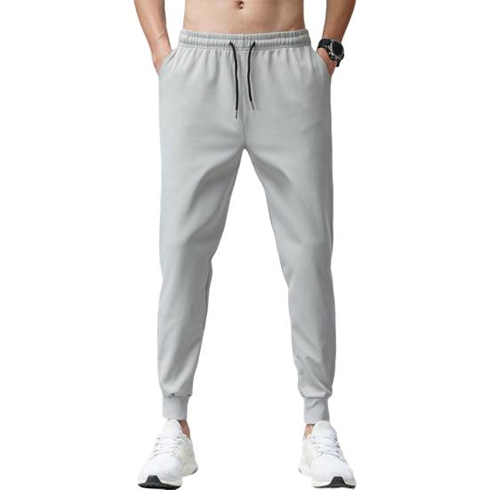 Men Ninth Pants Solid Color Drawstring Soft Fabric Multi Pockets Men Sweatpants Daily Clothes