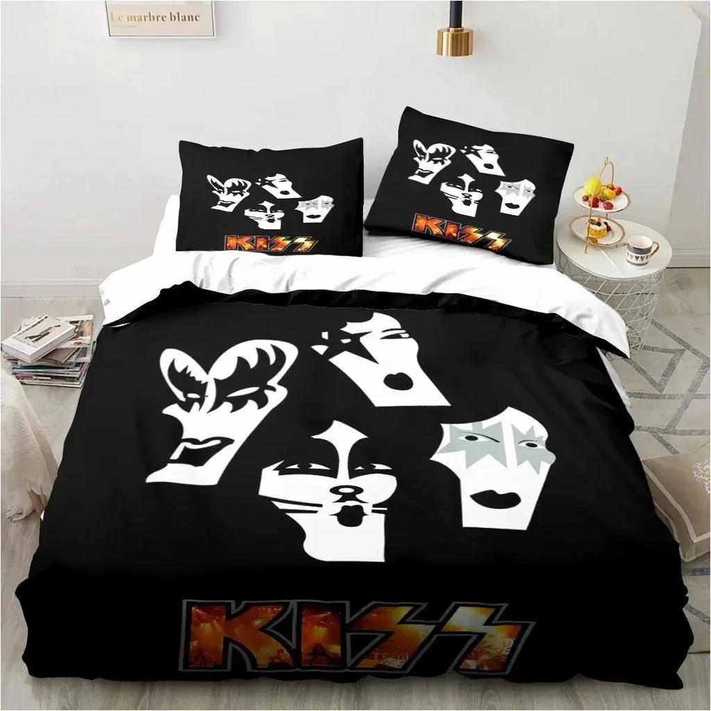 3D tlač Rock Band KISS Band Posteľná súprava Obliečka na posteľ Súprava na prikrývku Obliečka na vankúš Obliečka na posteľ King Queen Size Boys Obliečky pre dospelých