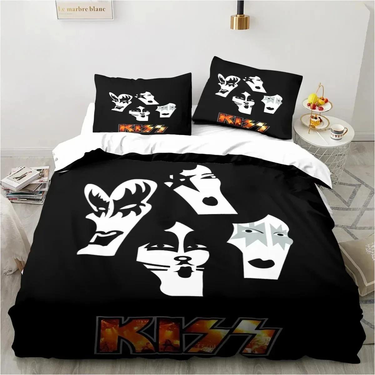 

3D-принт Rock Band KISS Band Комплект постільної білизни Підодіяльник Постільний комплект Підодіяльник Наволочка Підодіяльник king Queen Size Постільна білизна для дорослих хлопчиків US Twin 173x218cm