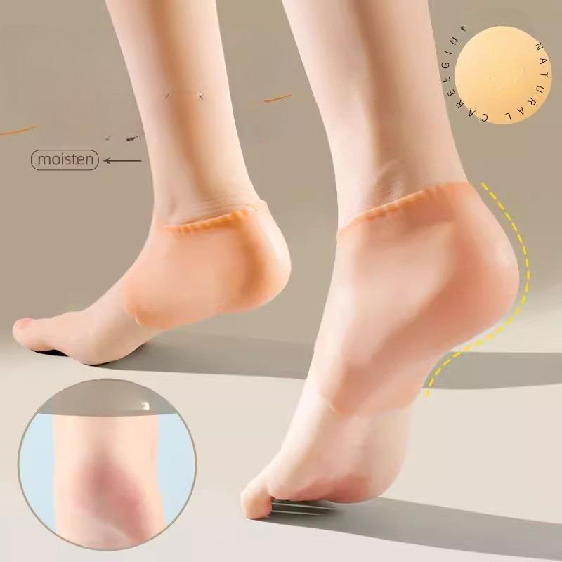 Ultra thin silicone heel protection cover Anti drying and anti cracking foot cover, anti cracking foot socks, anti cracking heel бежевый