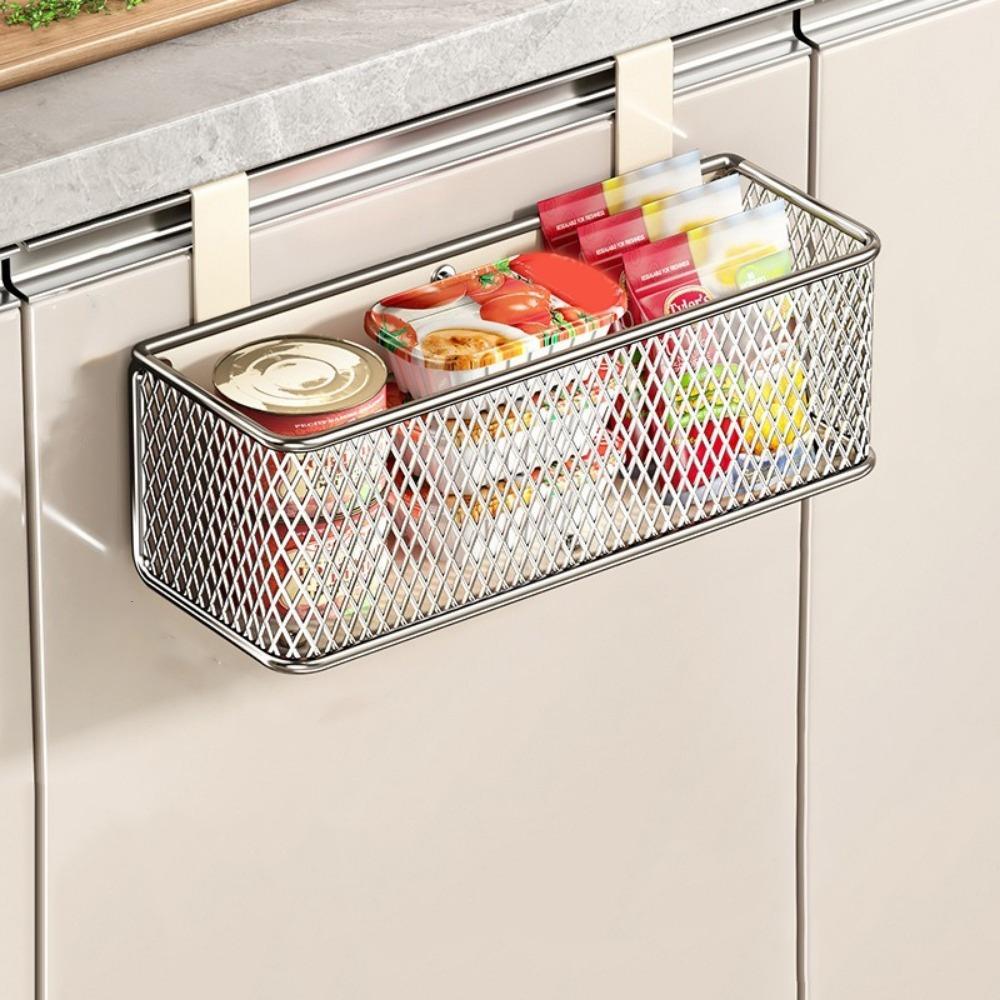 

Carbon Steel Cling Film Storage Rack No-Drill Cabinet Hanging Organizer Bathroom Beige S