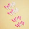Różowe Serce Gwiezdne Długie Sztuczne Paznokcie - Naklejki Artystyczne do Noszenia, 24 Sztuki