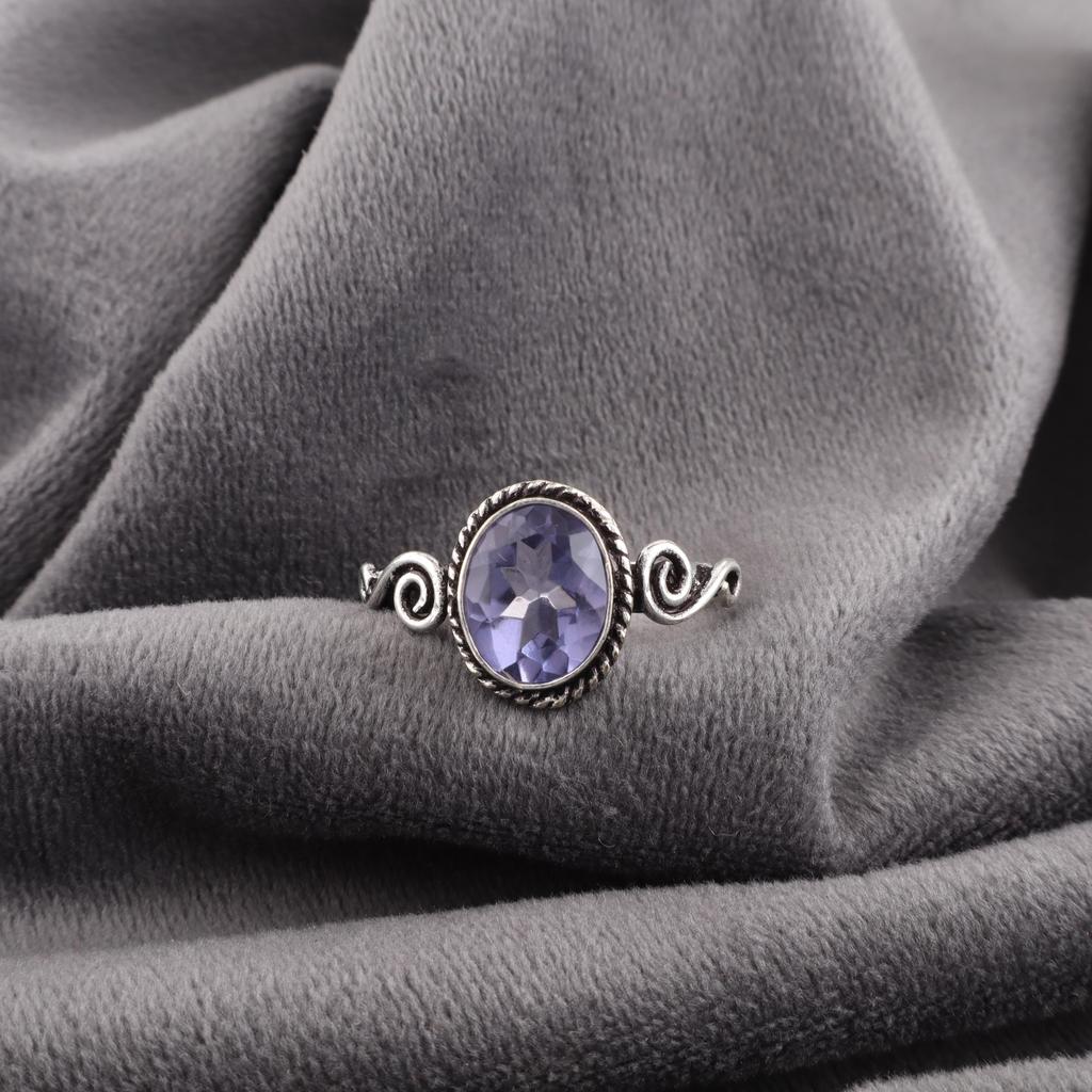 Iolite Jewelry, Handmade Gemstone Ring, 925 Solid Sterling Silver Ring Spiritual Jewelry, For Anniversary Gift