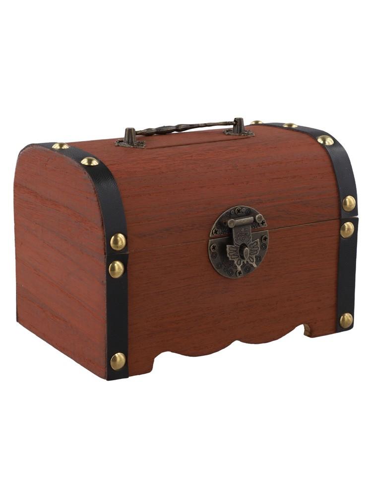 Decorative Storage Coin Box Piggy Bank Wooden Treasure Chest