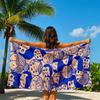 Blue - Lined Cartoon Faces Quick Drying Bath Towel Microfiber Beach Towel - Light Weight Swimming Camping  Yoga Beach Out