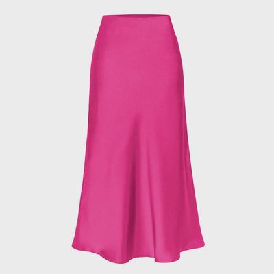 High Waist Satin Fishtail Midi Skirt - European and American Spring/Summer Edition