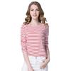 2022 Women's Slimming One-Shoulder Black & White Striped Long Sleeve T-Shirt