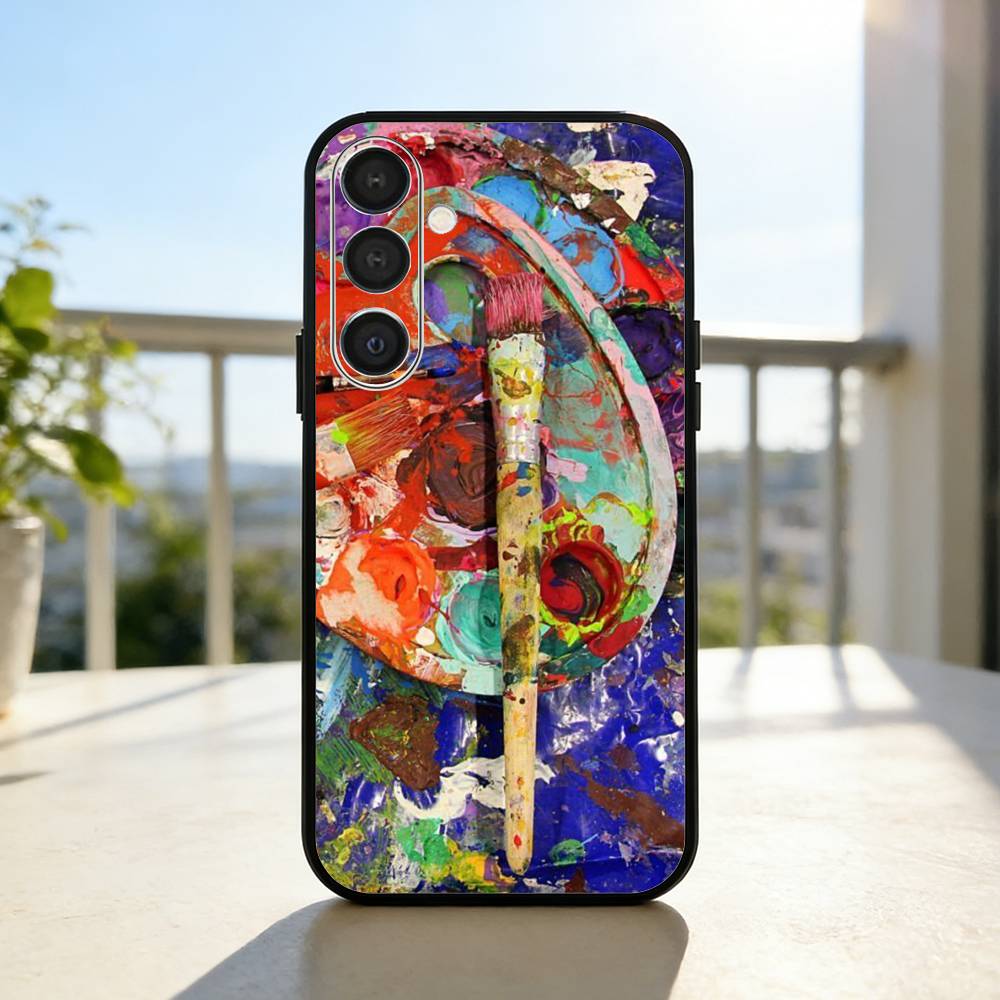 Watercolors Set Paint Palette  Phone Case For Samsung  A73,72,71,53,52,51,22,91,80, Soft Black Cover