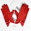 Bridal Gloves Short Elegant Satin Wedding Glove With Pearl Bows Sun-protective Stretchable Vintage-style Gloves Accessories