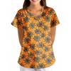 Women's Halloween Printed Loose V-Neck Pocket Short SleevUniform  Uniform