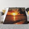 Tropical Ocean Sunrise Printed Blanket for Sofa Bed Travel Camping Living Room Office Conditioning Blanket for All Seasons Gifts