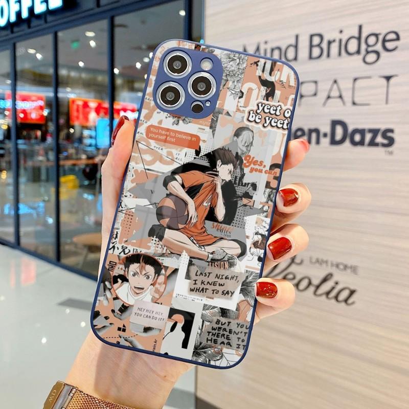 

Japan Anime Oya Haikyuu Phone Case For IPhone 14 13 12 11 Pro Max X XR XS 8 7 Plus Liquid Glass Color Phone Cover iPhone 12 Pro