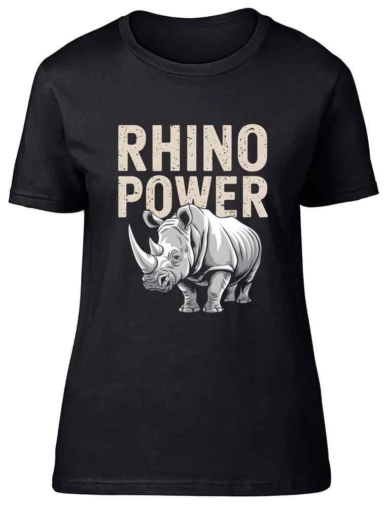 

Rhino Power Rhinoceros Muscles Strength Womens T-Shirt Ladies Gift Tee 4XL