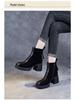 Korean Style Slimming Square Toe Suede Ankle Boots - Women's Thick Sole Platform Sock Boots for Autumn/Winter