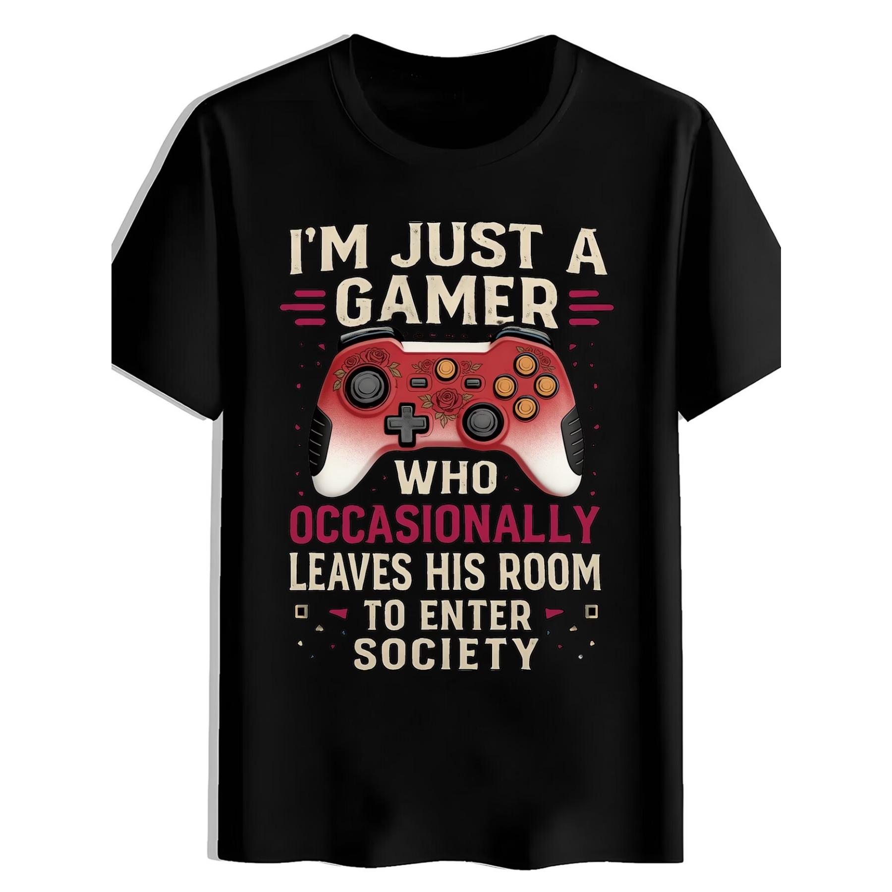 

Red Game Controller T-Shirt with Black and Golden Button Prints, Perfect for Summer XXL
