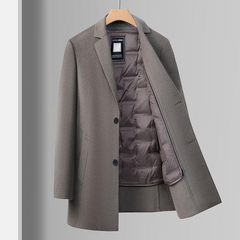 Firstview Men's Detachable Down Liner Wool Overcoat