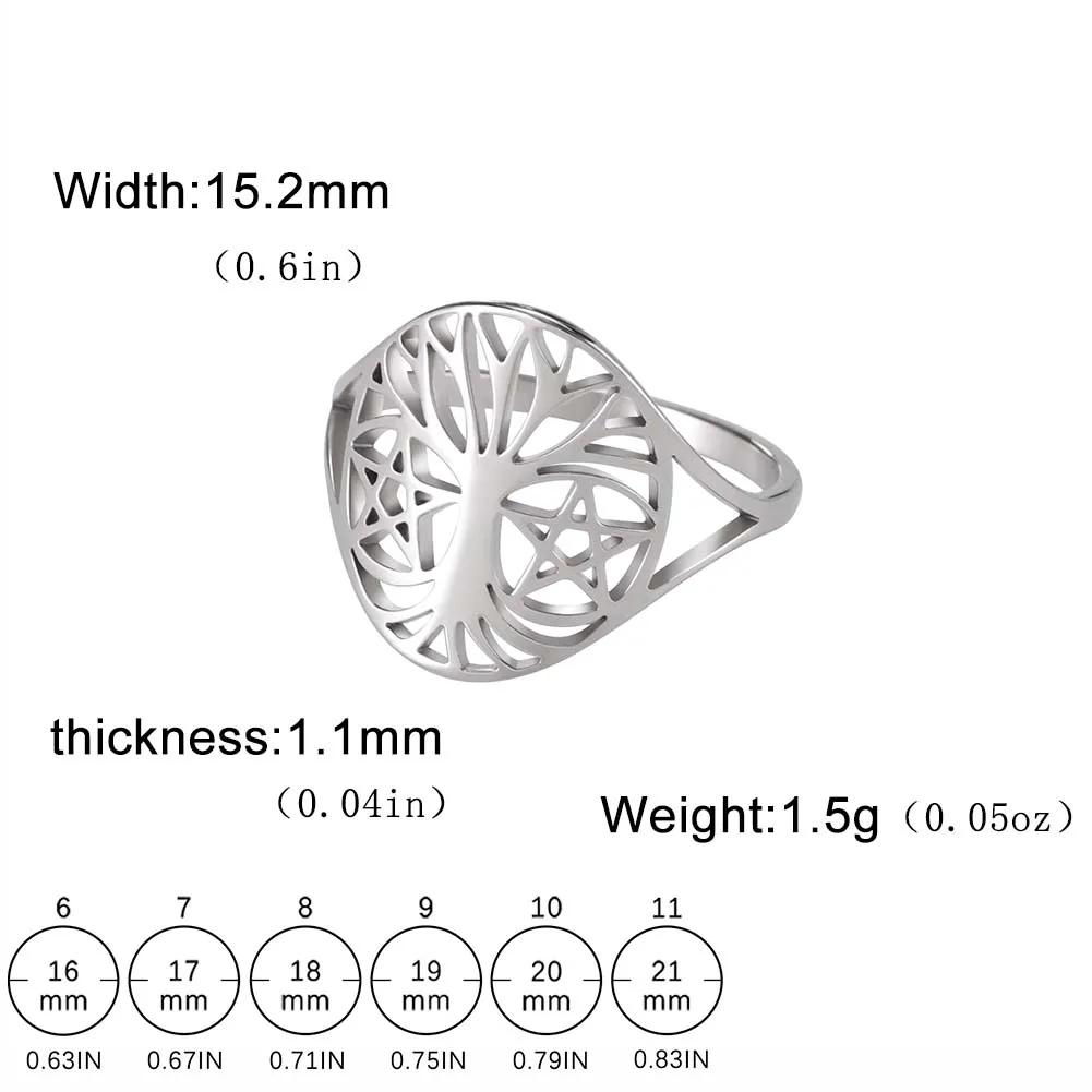 Stainless Steel Tree of Life Ring for Women Vintage Amulet Finger Rings Jewelry Mother's Day Gift