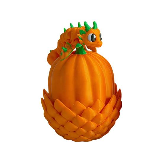 

Pumpkin Dragon Egg Ornament 3D Printed Bendable Movable Body Stress Relief Toy Halloween Decoration Collectible for Home Decor слонова кістка
