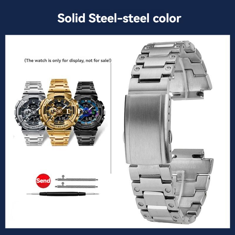 

16mm Stainless steel watch Strap For casio G-shock GM-110 GM110 watch band men bracelet metal solid Wristband quick release For GM110 серебряный