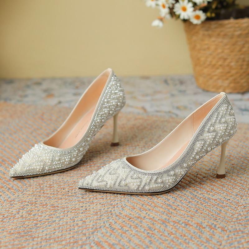 Rhinestones Pearl Xiuhe High Heel Wedding Premium Bridesmaids Not Tired Wedding Dress Bridal Wedding Shoes Single Shoes