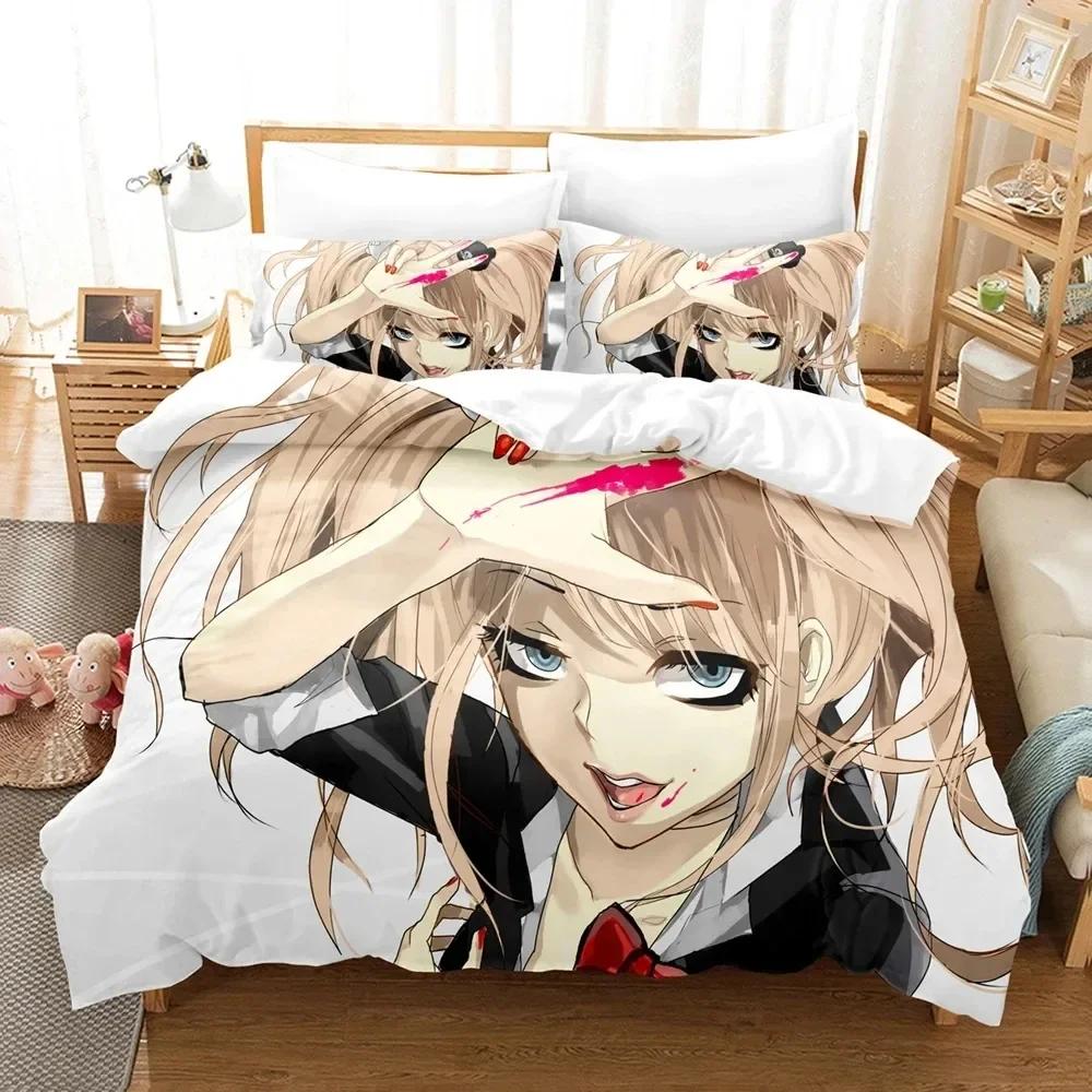 3D Print Anime Danganronpa Comfortable Duvet Quilt Cover Pillowcase Bedding Set Children Bedroom Decoration Home Textile