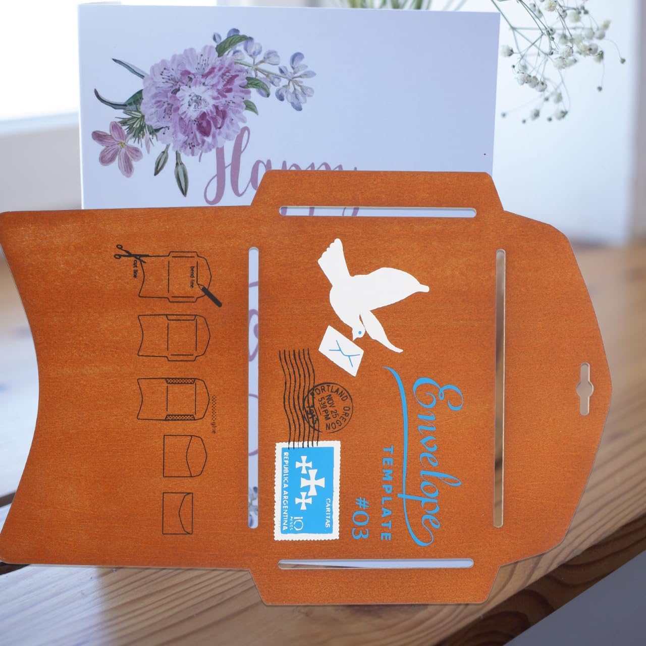 Lurrose Деревянные Шаблоны для Конвертов Шаблон для Изготовления Конвертов Деревянный Шаблон-Трафарет для Вырезания Конвертов для Приглашений