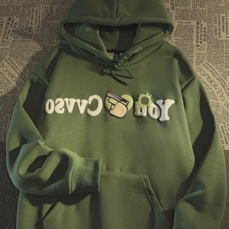 2024 American Retro Hip-Hop Women's Hooded Sweatshirt – European Style, Autumn/Winter, Velvet, High Street Trend.