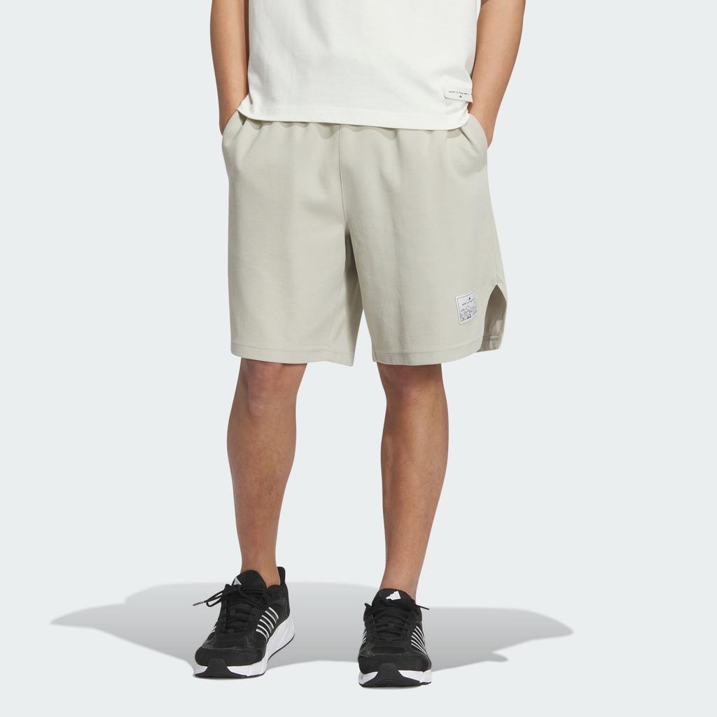 Adidas Graphic Shorts With Drawstring Elastic Waist And Cartoon Logo Print Men Shorts Light-Grey JP4592