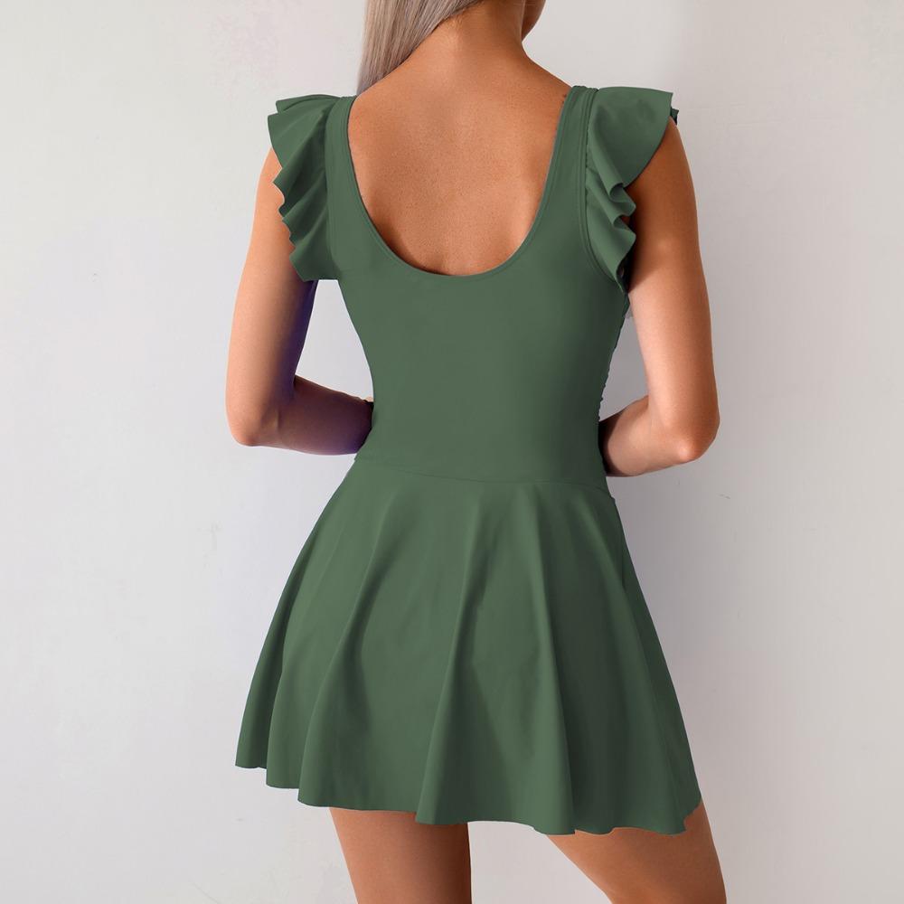 2025 New One-piece Swimsuit Women's Hot Spring European and American Sports Skirt Conservative Large Size Swimsuit