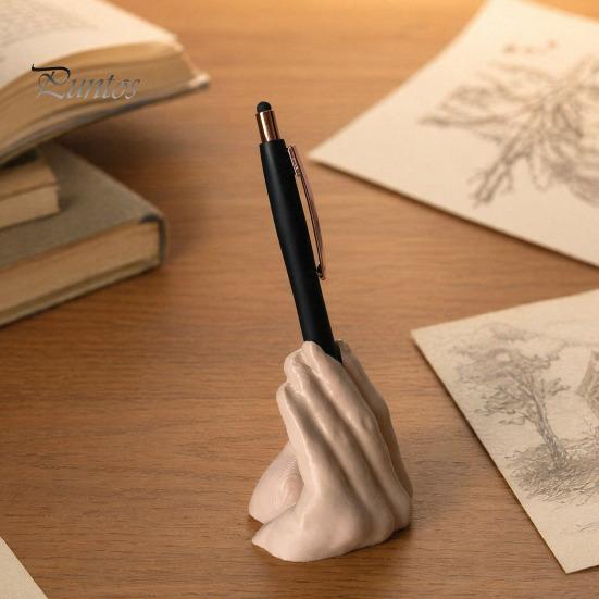 Stable Base Pen Cup Funny Hand Gesture Holder for Desk, 3D Printed Desktop Novelty Pencil Stand, Organizer Office Accessories