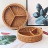 Handgefertigter Aufbewahrungskorb aus Imitationsrattan, unterteilt, Desktop-Snack-Organizer, Wohnzimmer