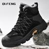Herren Echtleder Outdoor Plüsch Schneestiefel High Top Rutschfest Abriebfest Warme Stiefel Winter Wandern Übergröße Sneaker