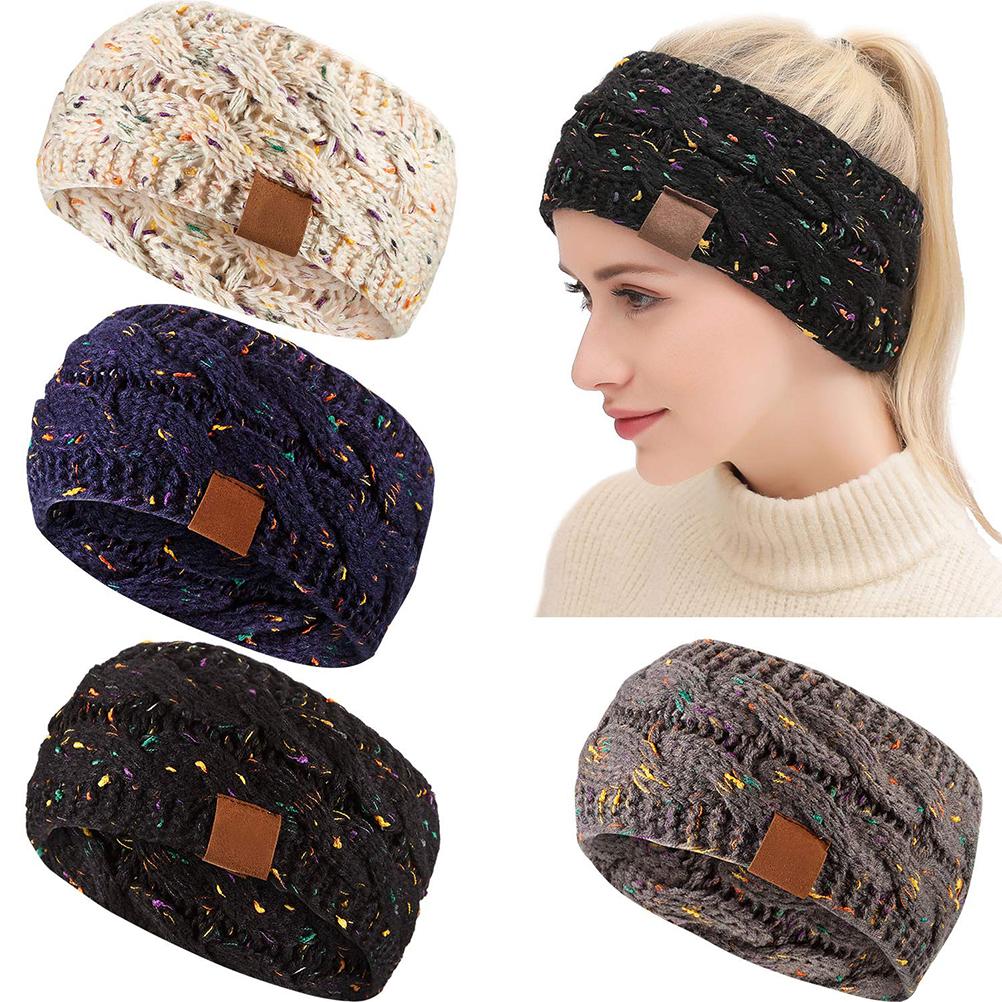 4PCS Women S Knitted Headband Elastic Crochet Headwrap Winter Warm Headband