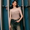 NAKED SURF CLUB Wool Blended Ribbon Knit Top (Beige)