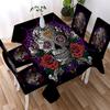 Blue Skull Tablecloth Gothic Tablecloth Black and White Watercolor Decorative Tablecloth Washable Stain Proof Tablecloth