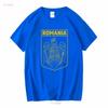 Mens Romania Patriotic Flag T Shirt National Logo Country Coat Of Arms Romanian s long or short sleeves vintage Washed Slightly