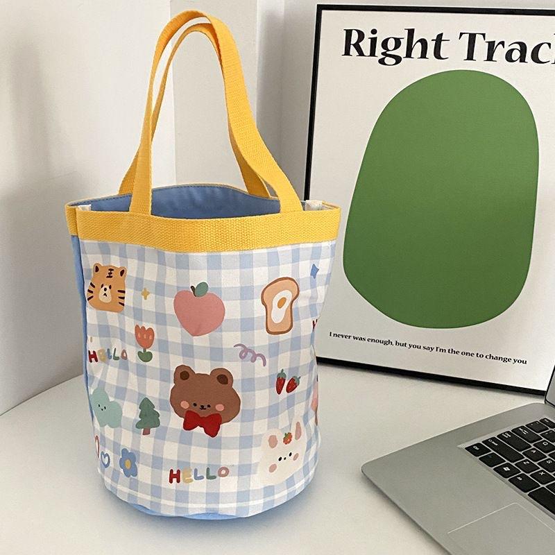 Cute Graffiti Bucket Bag for Women, Ins Style Cartoon Print Round Cylinder Handbag, Korean Fashion Shoulder Tote for Lunch and Daily Use