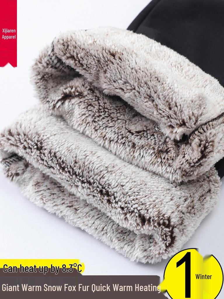 Women's Plus Size Warm Velvet Cotton Pants for Middle-aged & Elderly - Autumn & Winter Wear