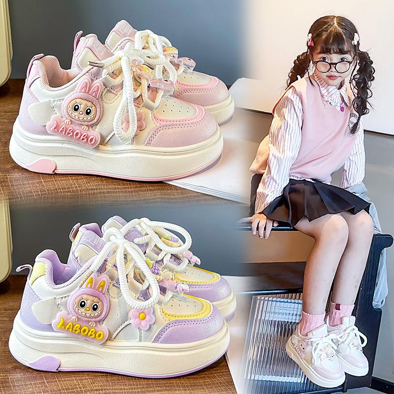 Girls' Cute Cartoon Sports Shoes with Soft Soles and Super Cute Casual Shoes for Children with Thick Soles
