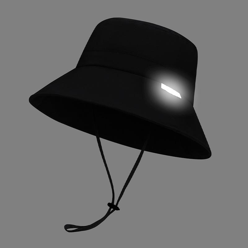 New Waterproof Reflective Bucket Hats For Women Men Outdoor Drawstring Cap Panama Sunhat Hiking Fishing Hat Fisherman Caps